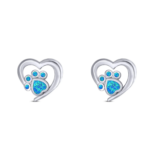 Love Heart Shaped Paw Print Earrings